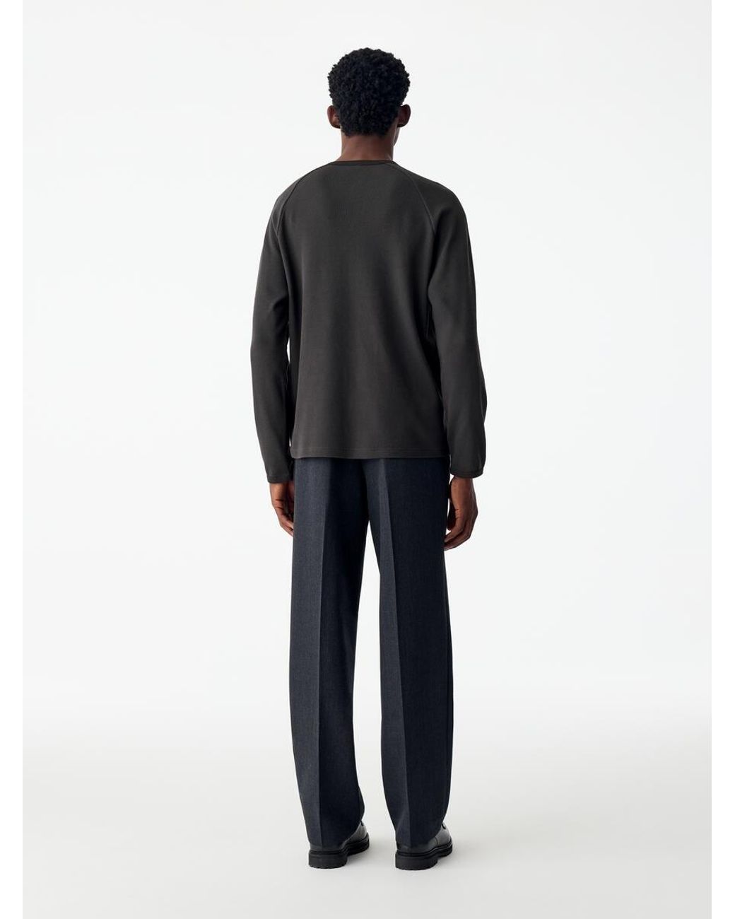 ARKET Black Waffle Henley Shirt for men