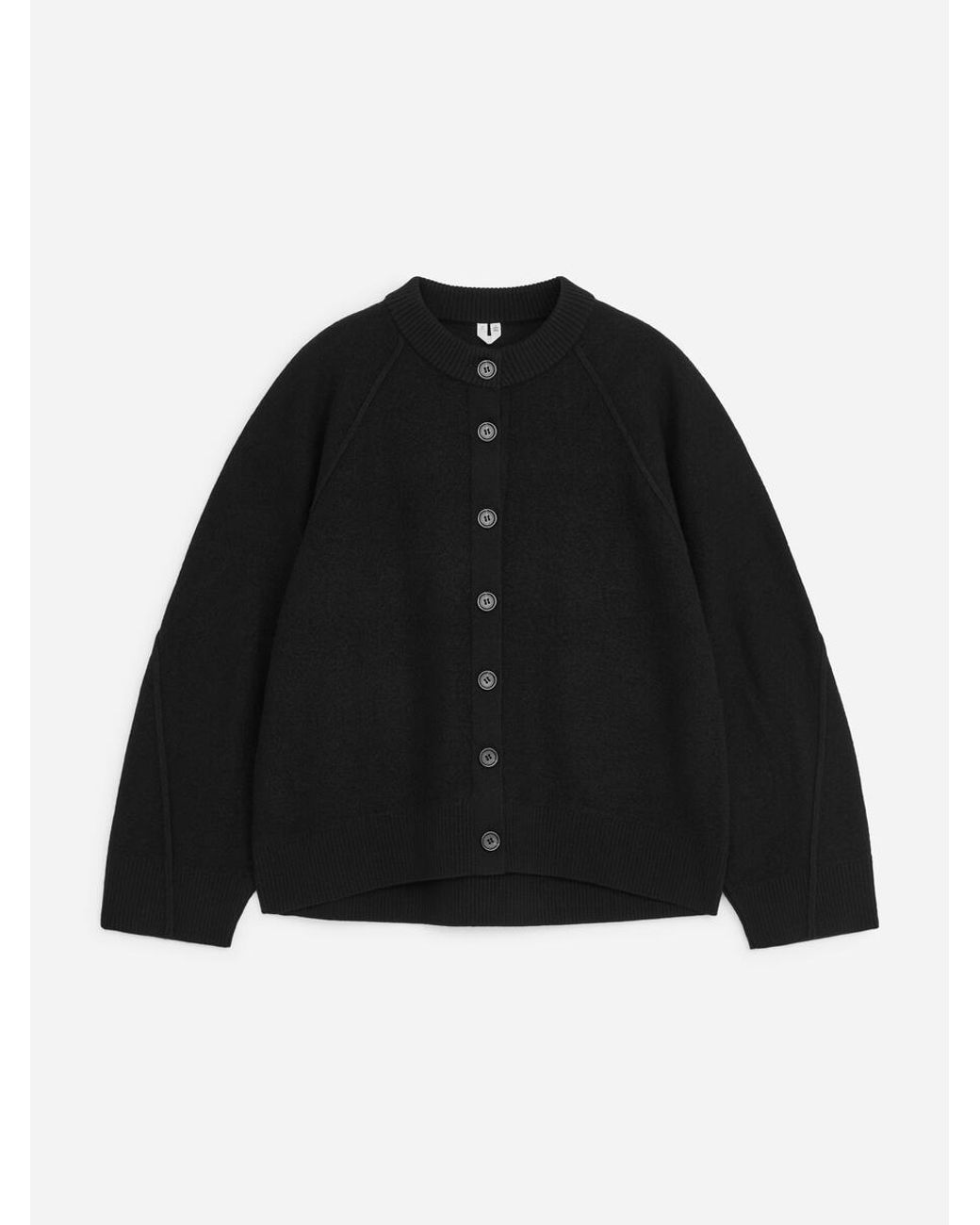 ARKET Black Boiled Wool Cardigan
