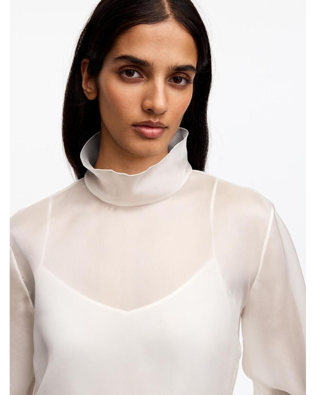 ARKET White Silk Organza Blouse