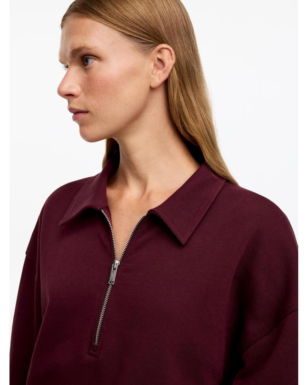 ARKET Red Half-Zip Polo Sweatshirt