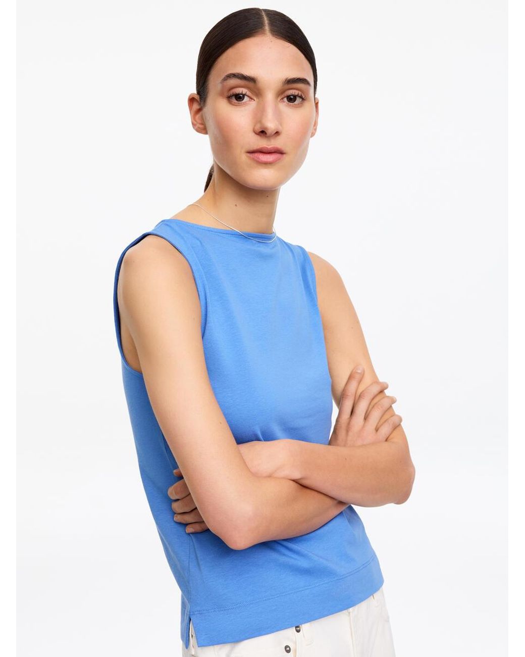 ARKET Blue Boat Neck Tank Top