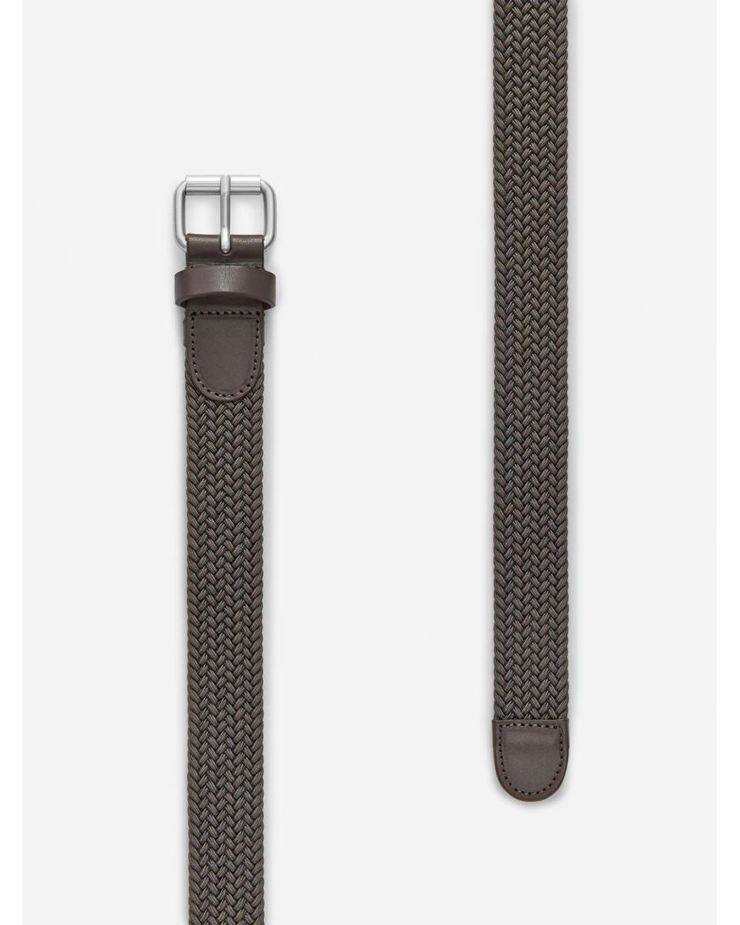 ARKET Black Braided Leather Trimmed Belt for men