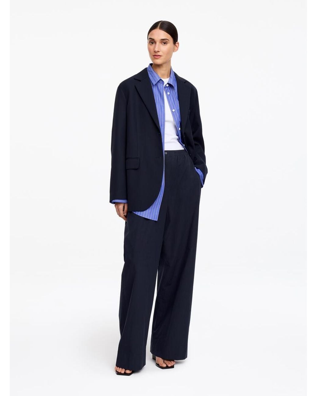 ARKET Blue Relaxed Cotton Trousers
