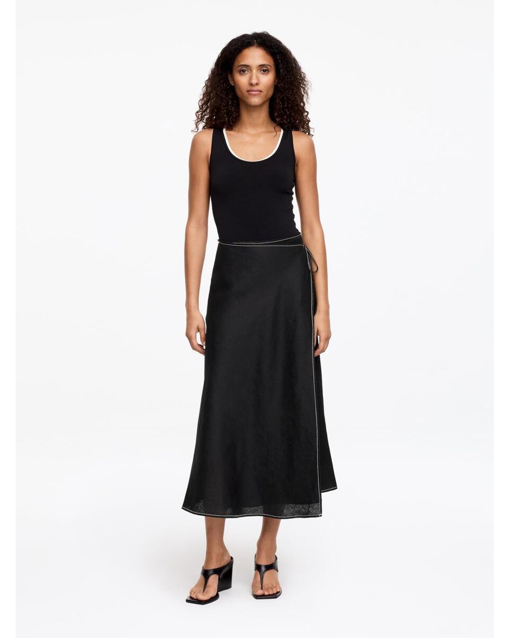ARKET Black Linen Wrap Skirt