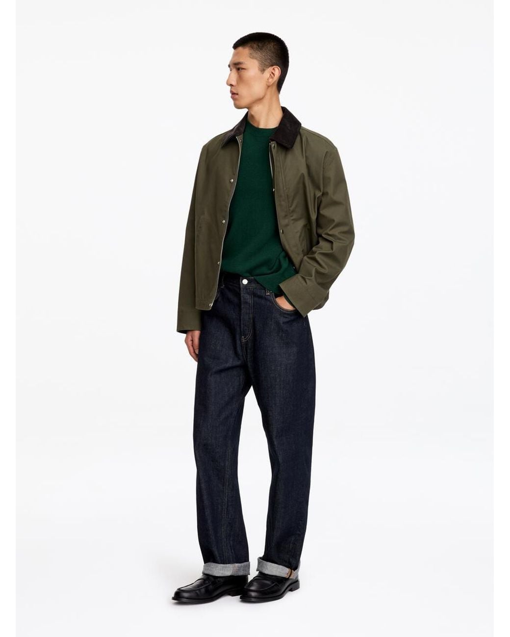 ARKET Green Fine-Knit Wool Jumper for men