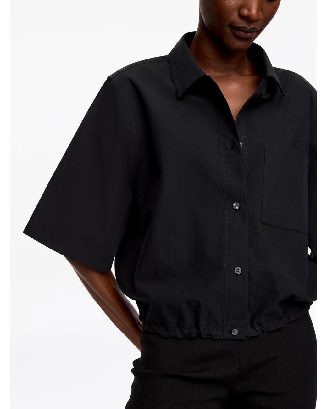 ARKET Black Cotton Short-Sleeve Shirt