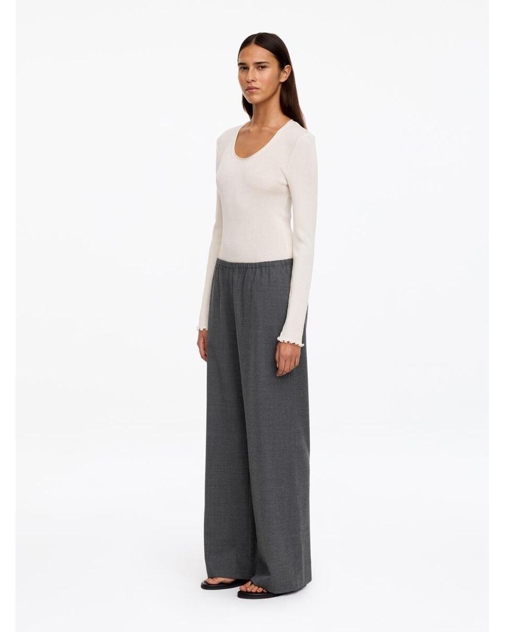 ARKET White Wool-Blend Flannel Trousers