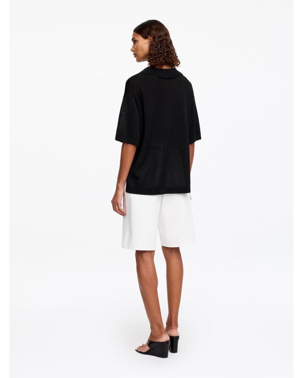 ARKET Black Knitted Polo Jumper