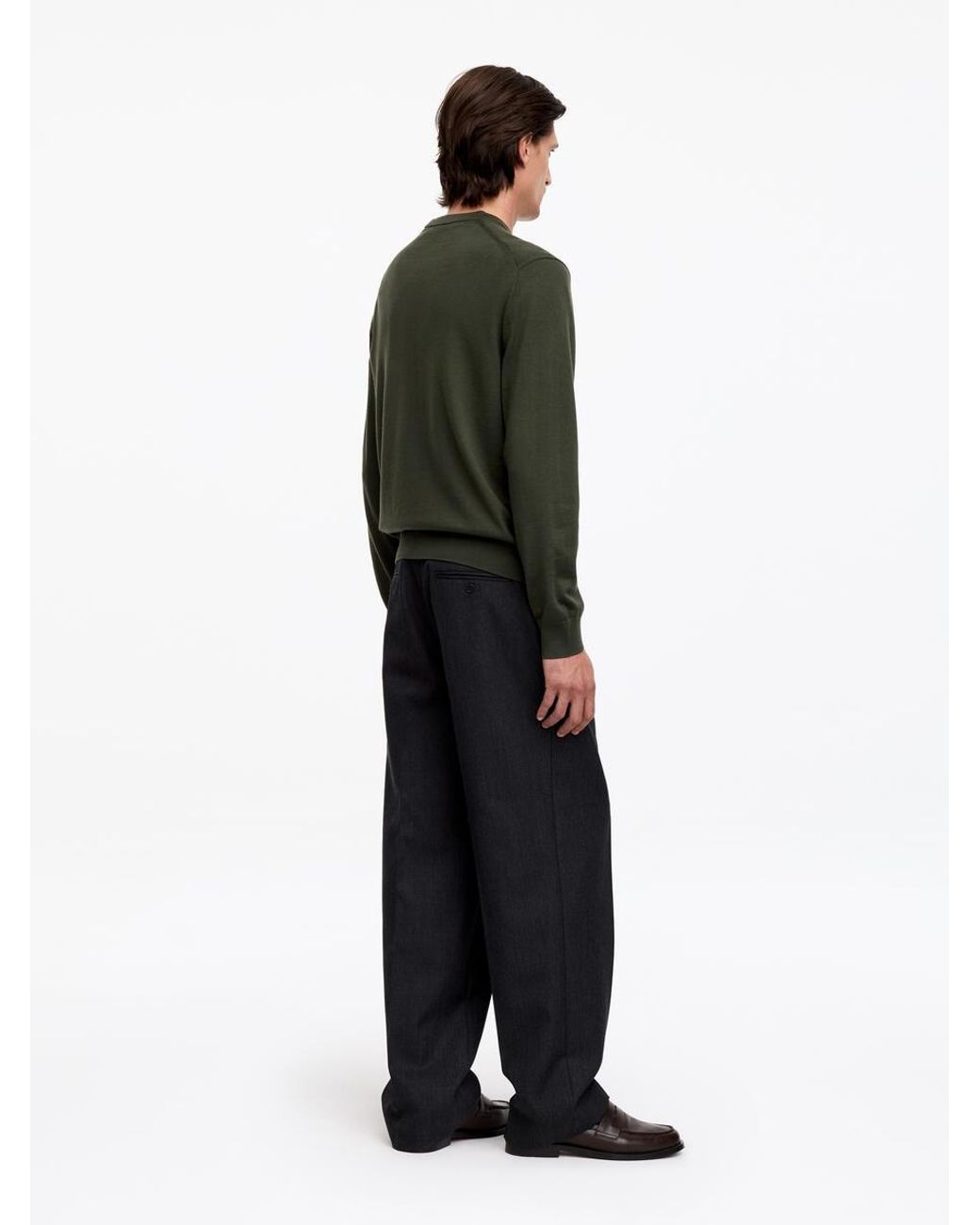 ARKET Green Merino V-Neck Jumper for men