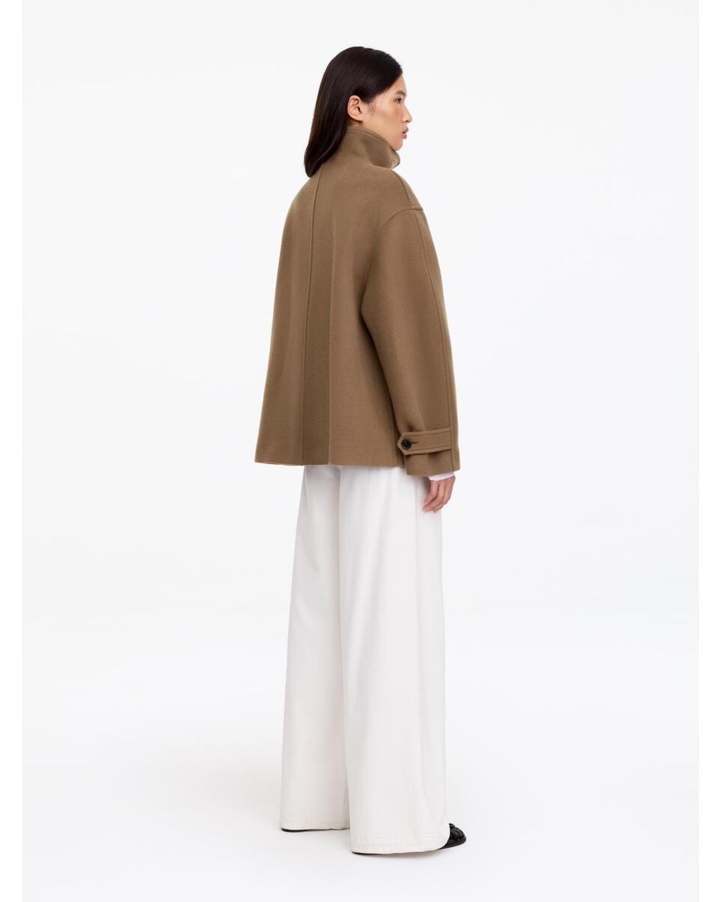 ARKET White Short Wool-Blend Duffle Jacket