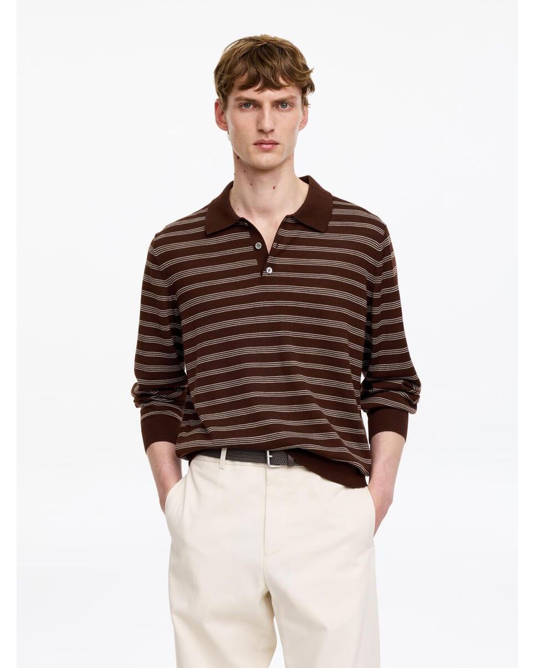 ARKET Brown Merino Polo Jumper for men