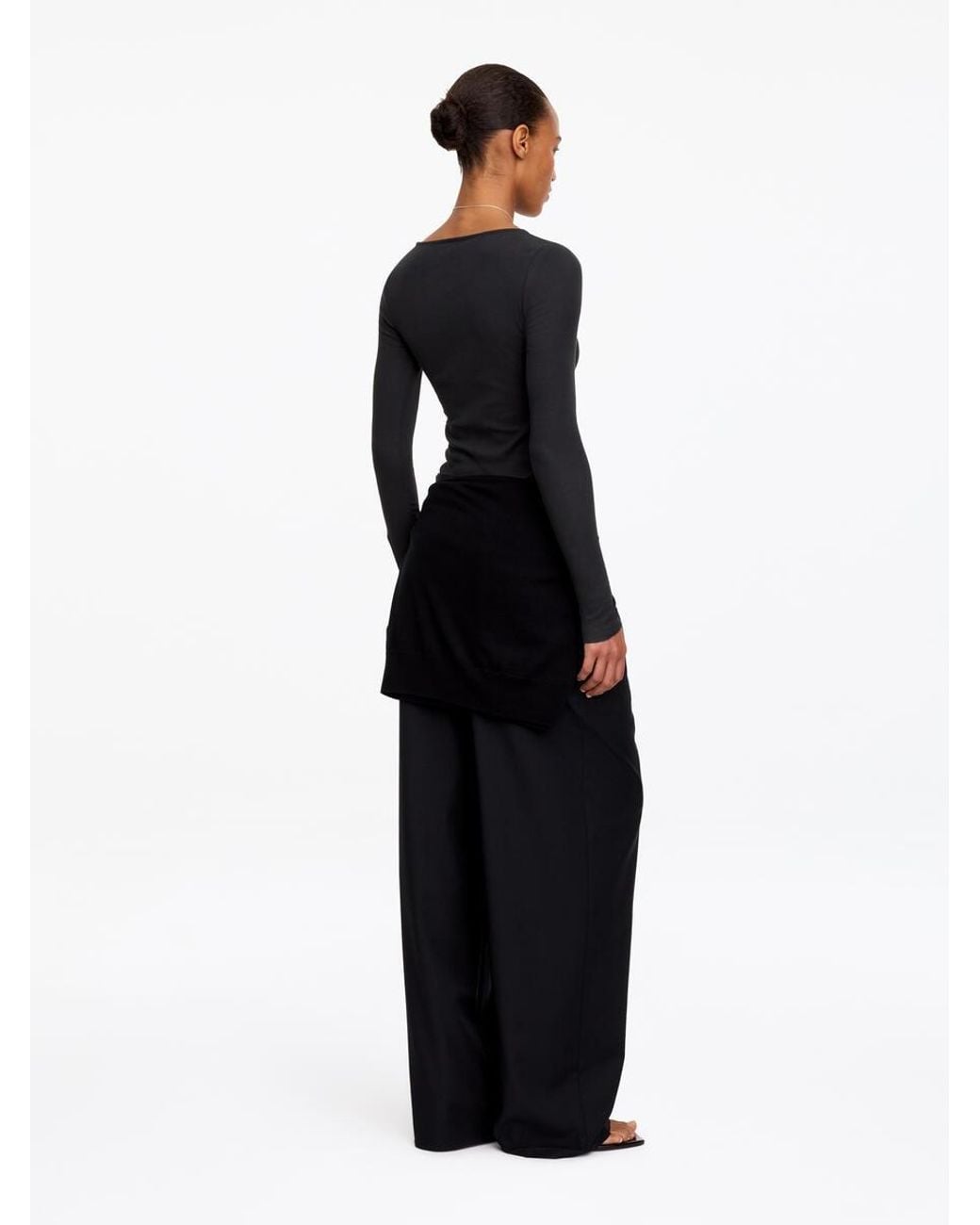 ARKET Black Sheer Rib Long-Sleeve Top