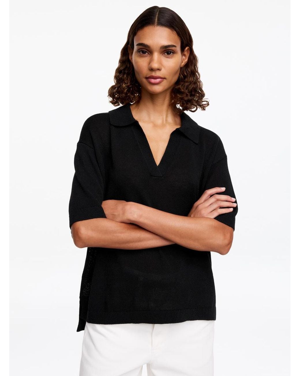 ARKET Black Knitted Polo Jumper