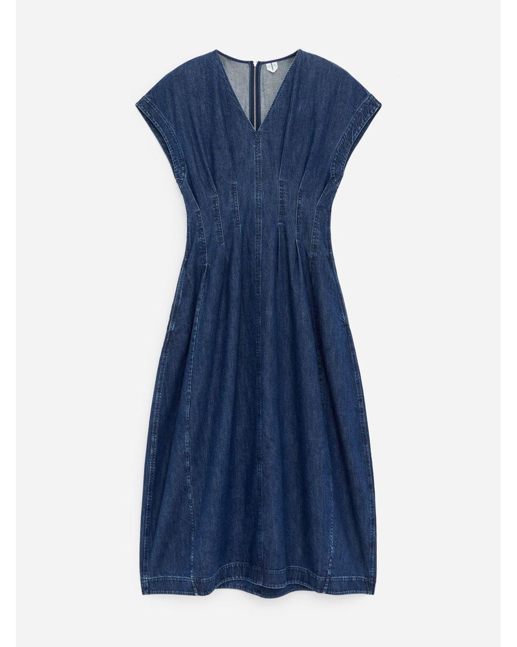 ARKET Blue Pleated Denim Dress