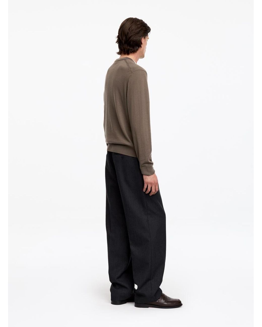 ARKET Brown Merino V-Neck Jumper for men
