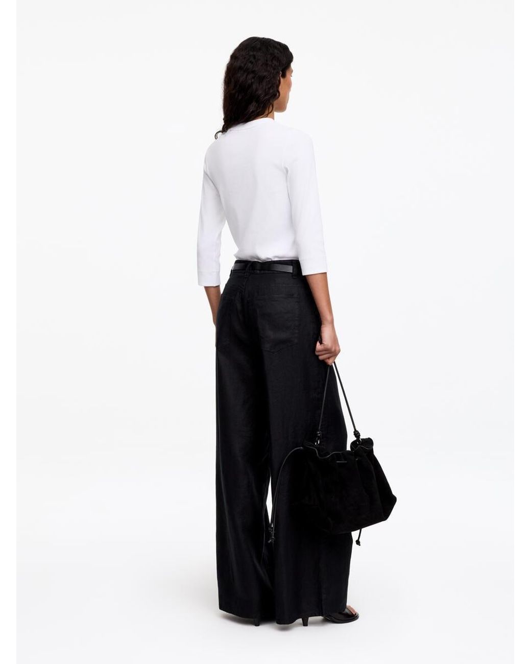 ARKET White Slim Crop-Sleeve Rib T-Shirt