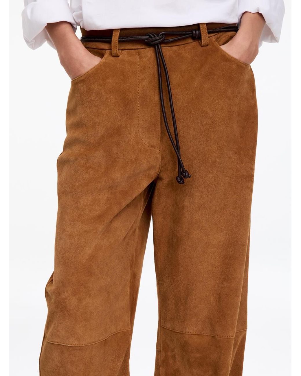 ARKET White Relaxed Suede Trousers