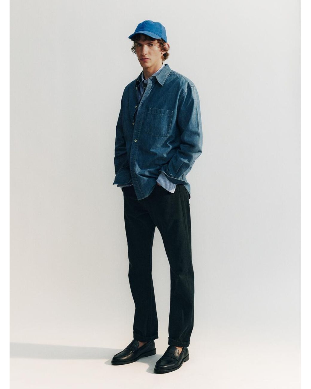 ARKET Blue Washed Cotton Canvas Cap for men