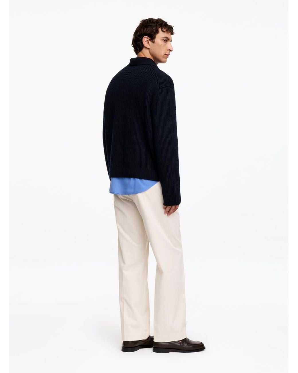 ARKET Blue Wool Cotton Zip Cardigan for men
