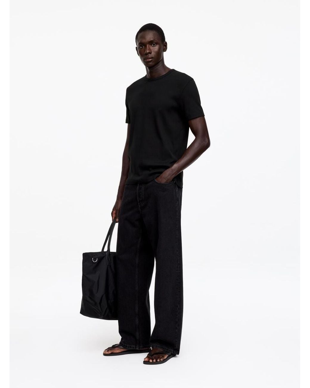 ARKET Black Fitted Rib T-Shirt for men