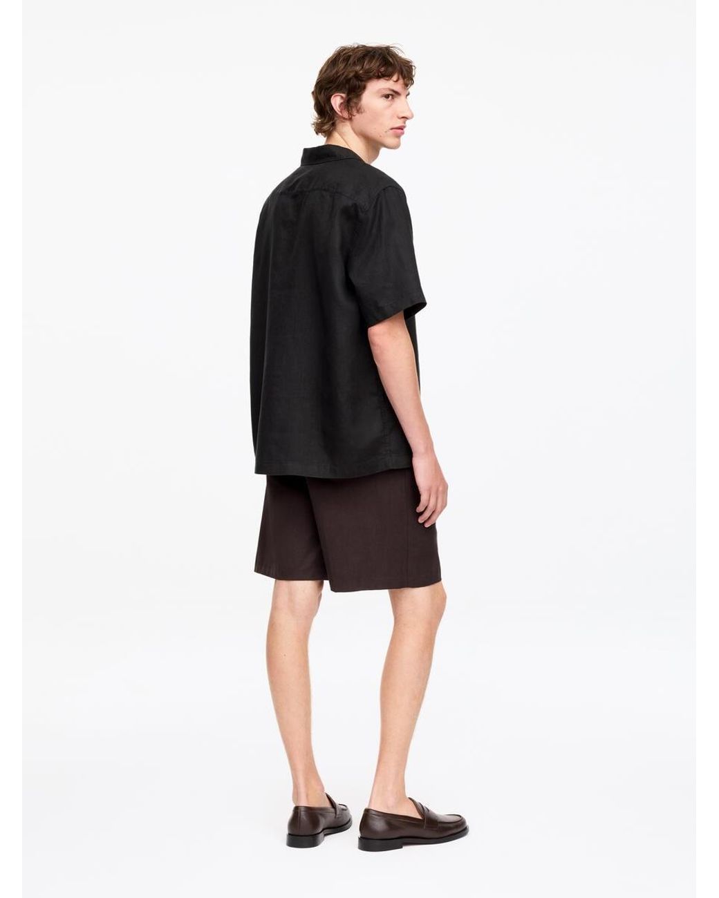 ARKET Black Relaxed Linen Resort Shirt for men