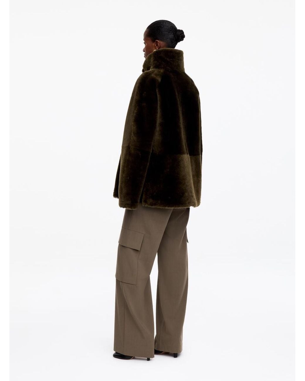 ARKET Black Relaxed Shearling Coat