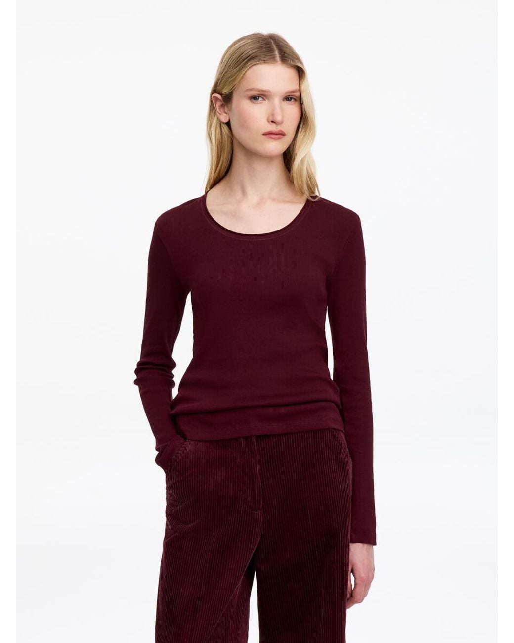 ARKET Purple Rib Cotton Top