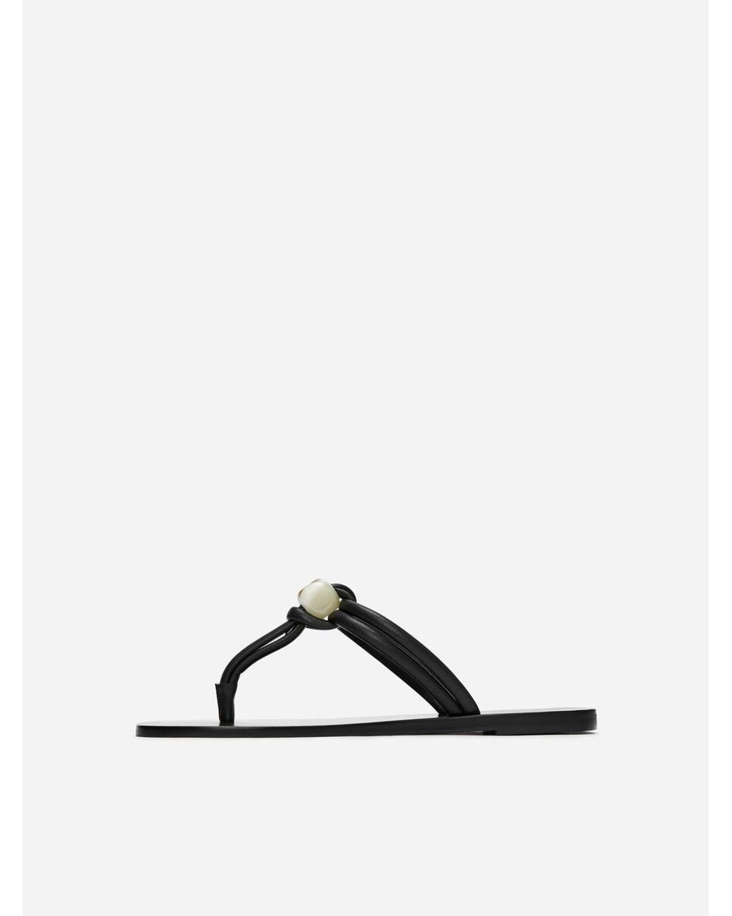 ARKET Brown Beaded Leather Flip Flops