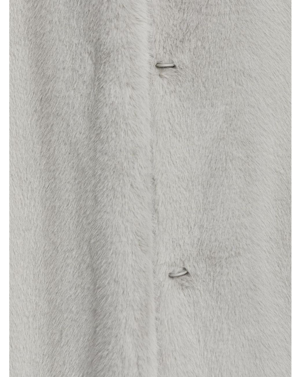 ARKET Gray Faux Fur Coat