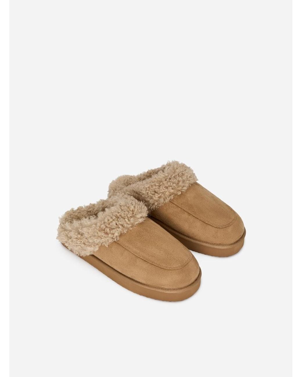 ARKET Natural Faux-Fur Slippers
