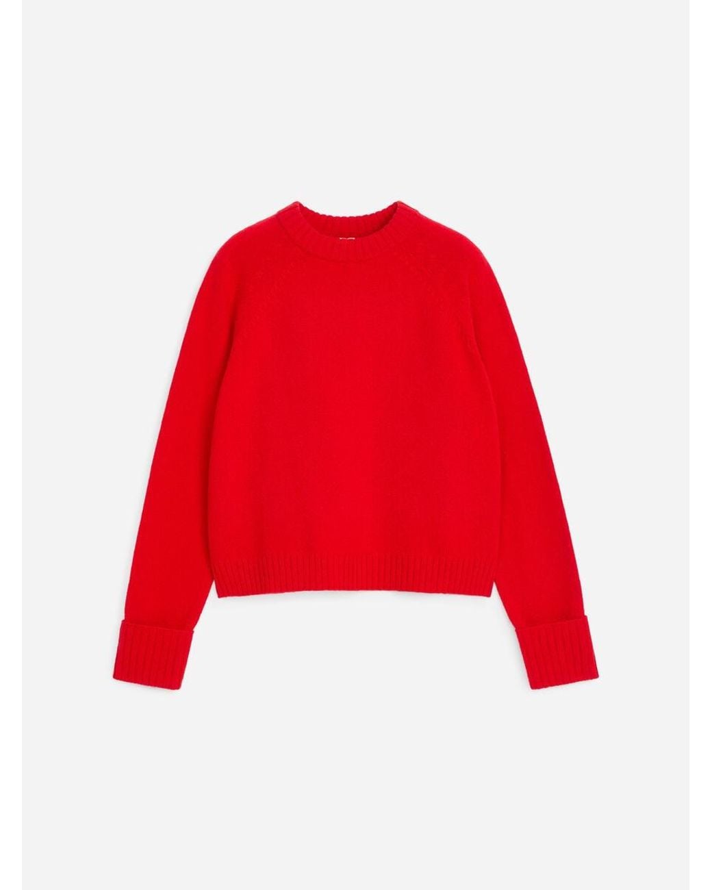 ARKET Red Folded Sleeve Wool Jumper