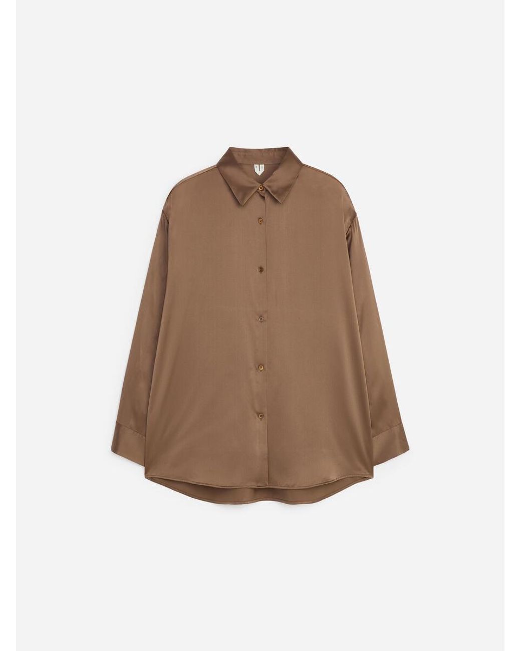ARKET Brown Silk Satin Shirt