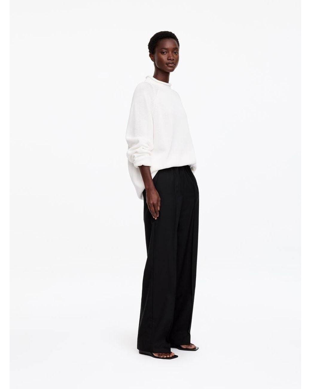 ARKET Black Elastic Waist Tailored Trousers