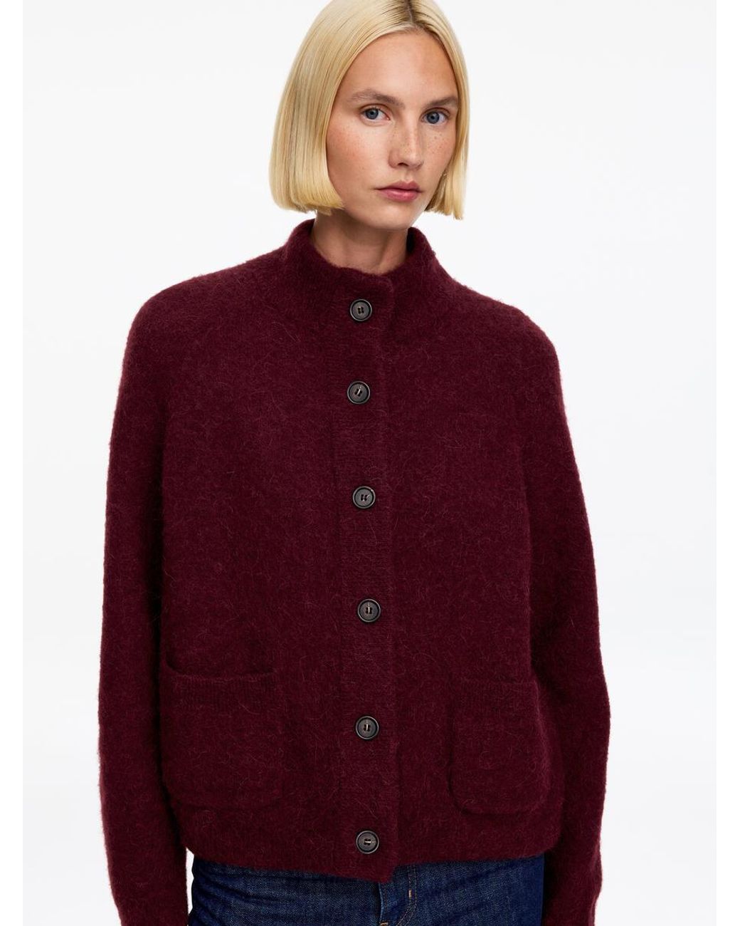 ARKET Red Alpaca-Wool Blend Cardigan