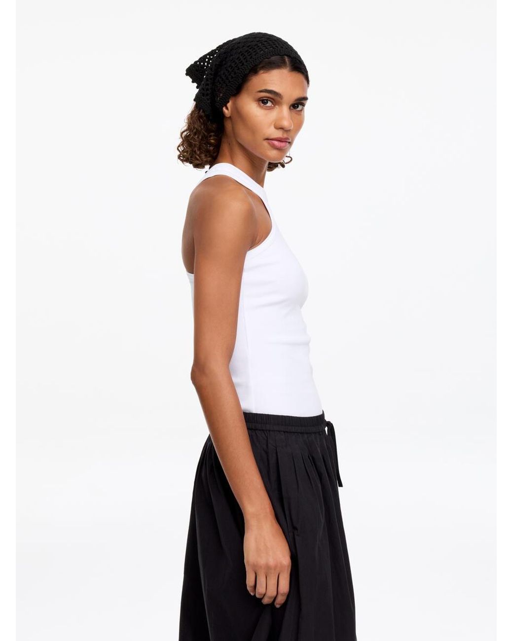 ARKET Black Crochet Headscarf