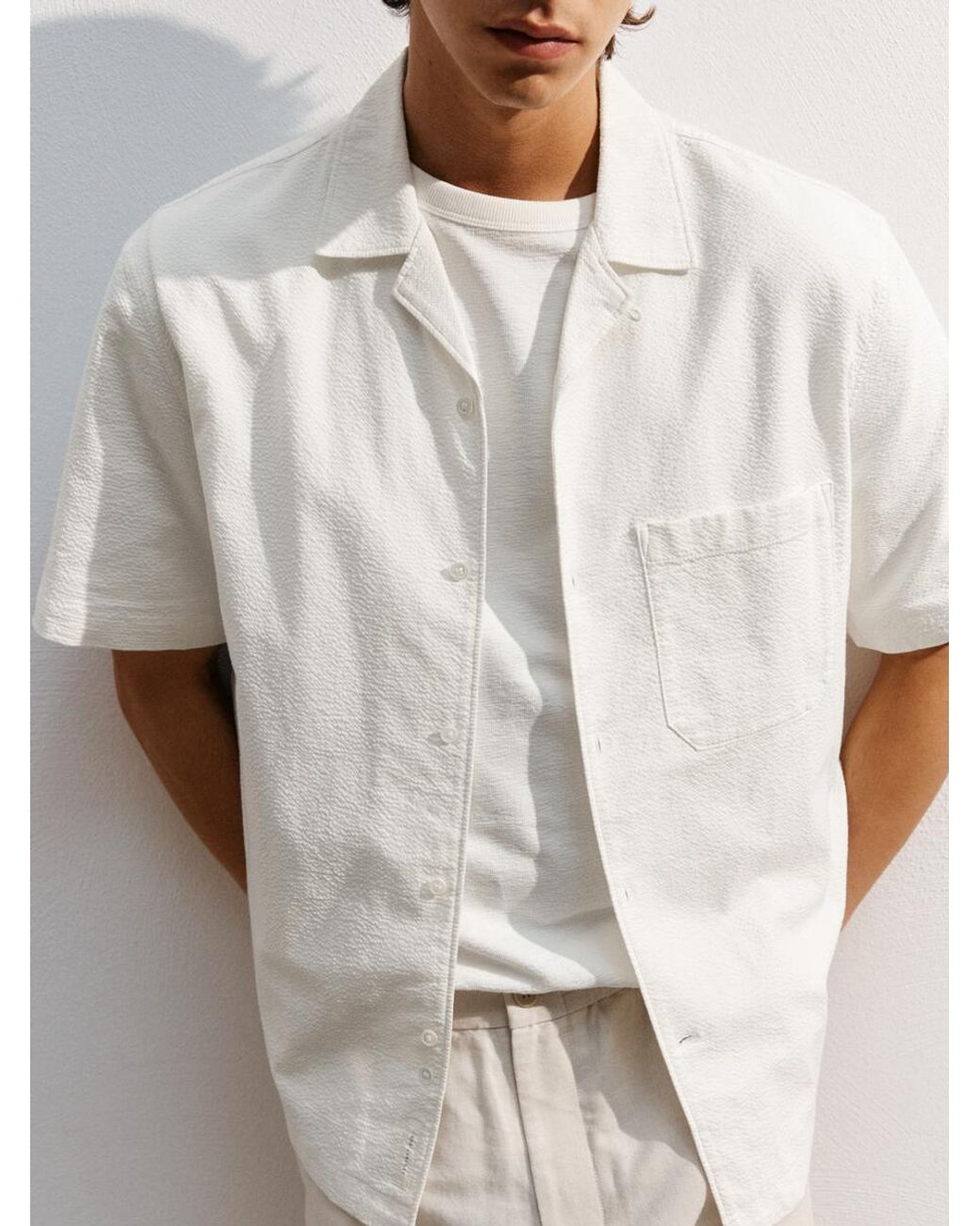 ARKET White Relaxed Bouclé T-Shirt for men