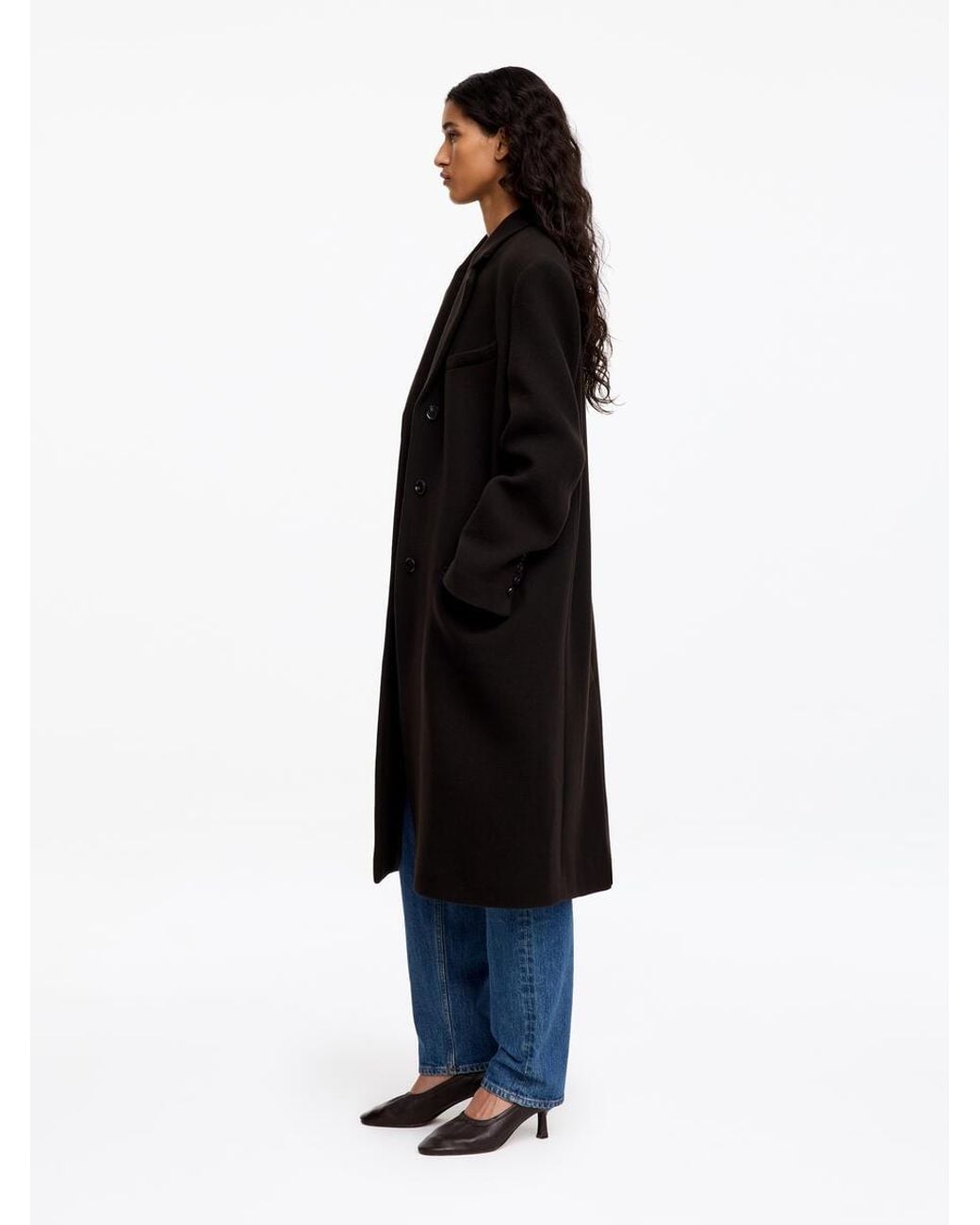 ARKET Black Wool-Blend Coat