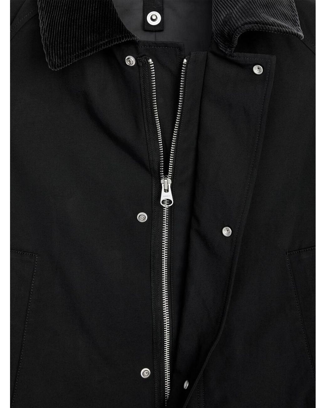 ARKET Black Waxed Mid-Length Coat for men