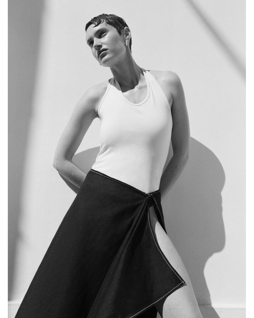 ARKET Black Linen Wrap Skirt