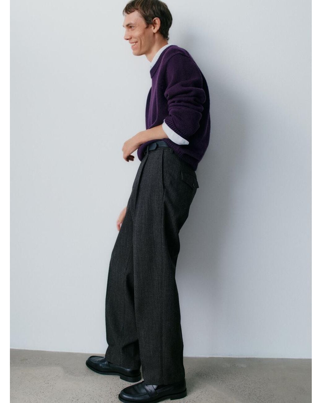 ARKET Black Wide Wool Trousers for men