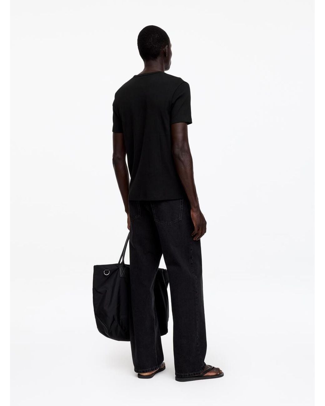 ARKET Black Fitted Rib T-Shirt for men