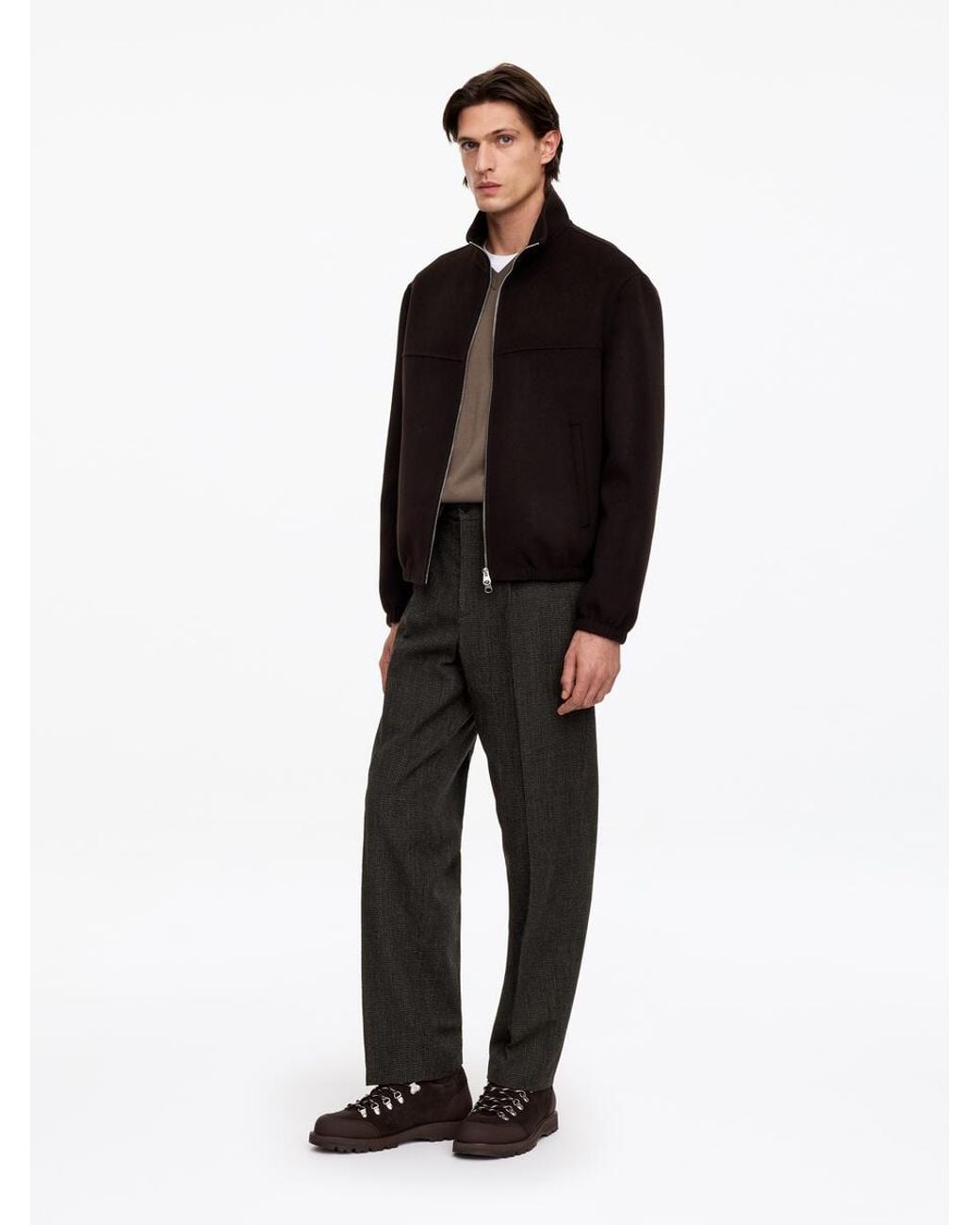 ARKET Black Wide Wool Trousers for men
