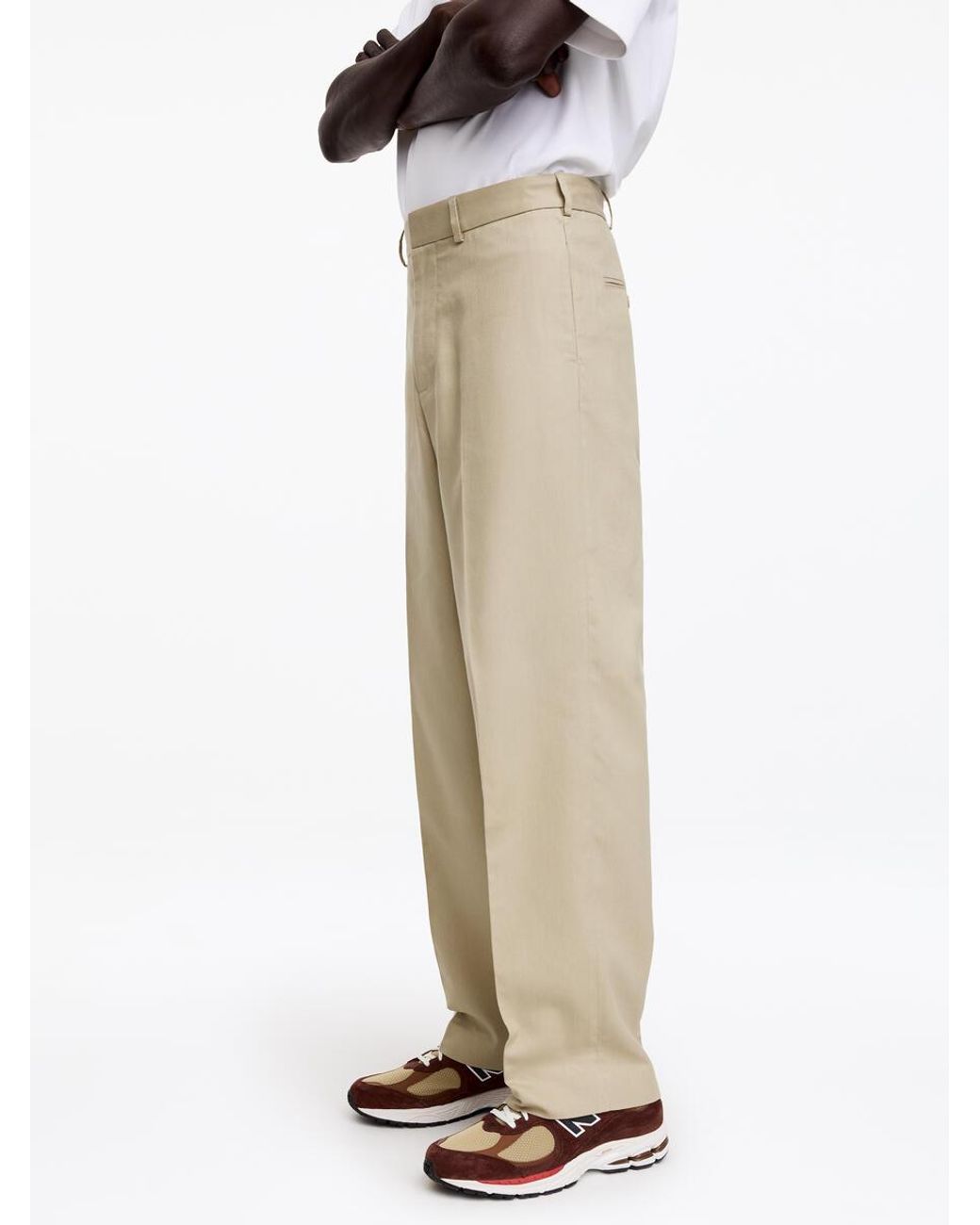 ARKET Green Wide Cotton Linen Trousers for men
