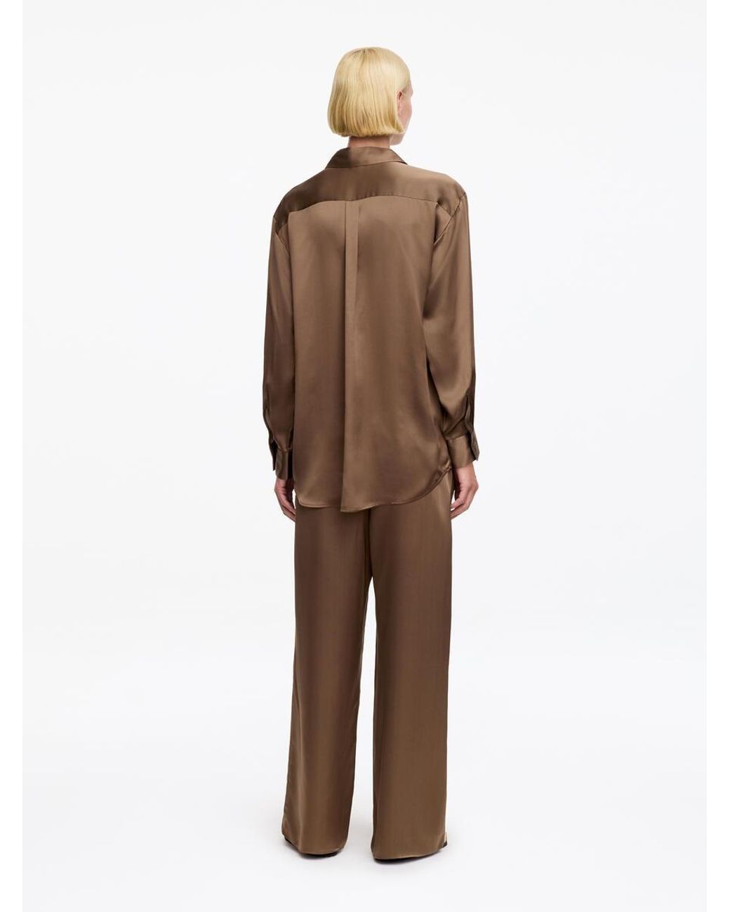 ARKET Brown Silk Satin Trousers