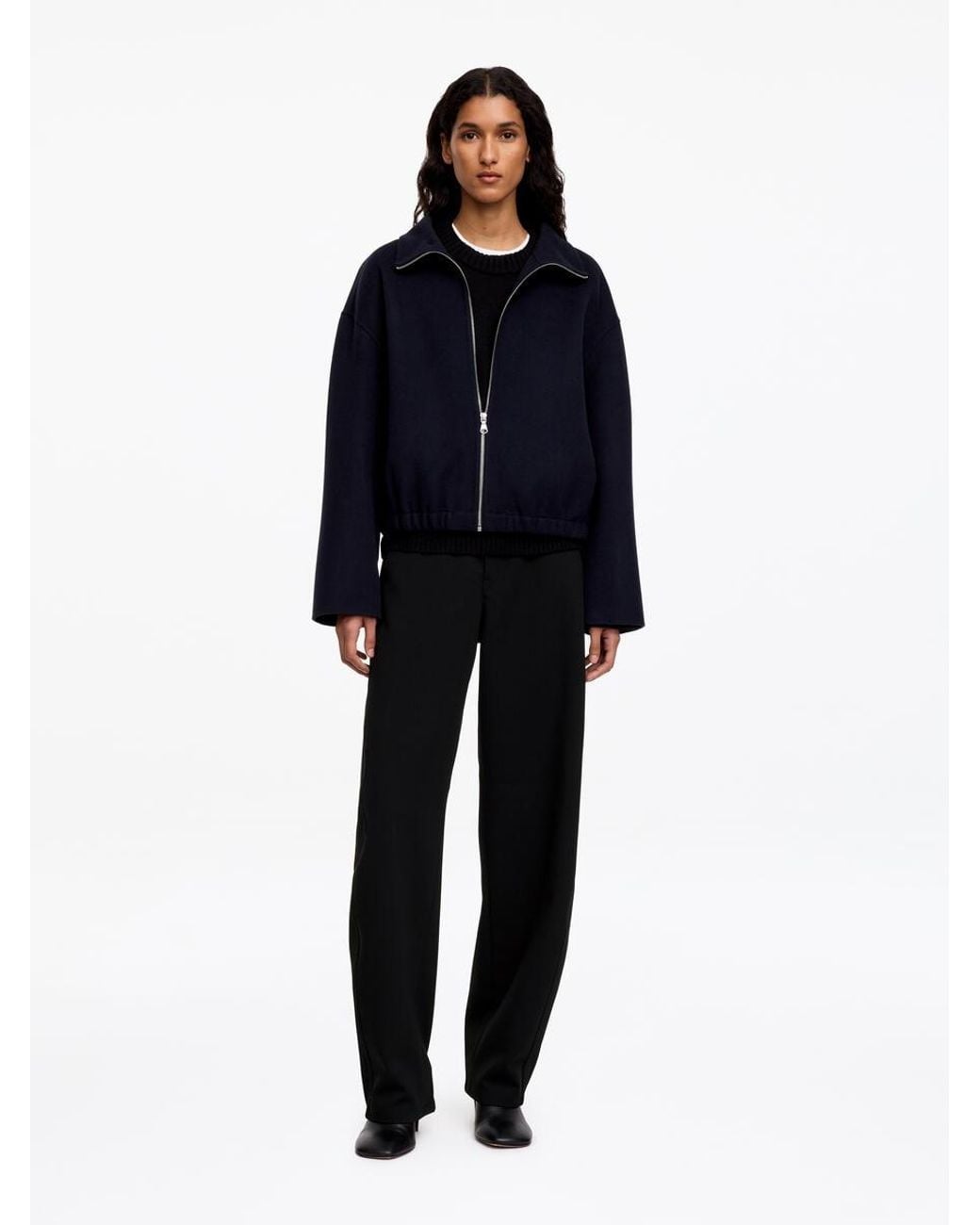 ARKET Blue Barrel-Leg Wool-Blend Trousers