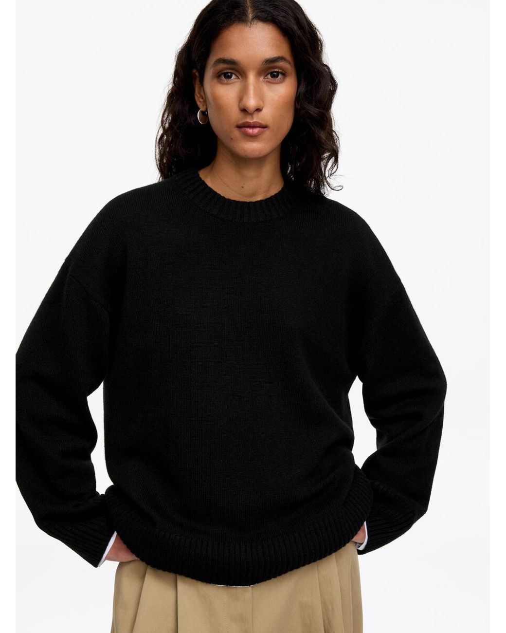 ARKET Black Oversized Pure Cashmere Jumper