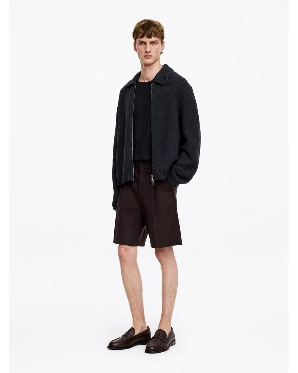 ARKET Black Cotton Blend Zip Cardigan for men