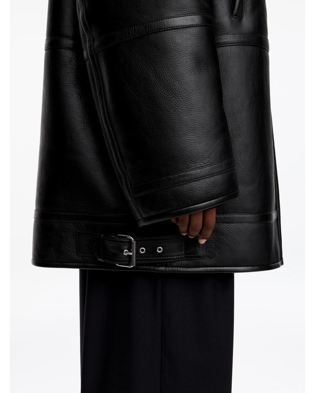ARKET Black Oversized Shearling Jacket