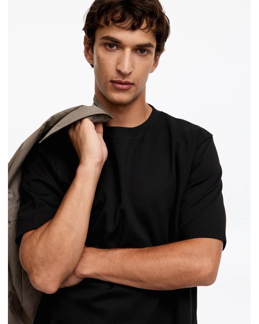 ARKET Black Boxy Interlock T-Shirt for men