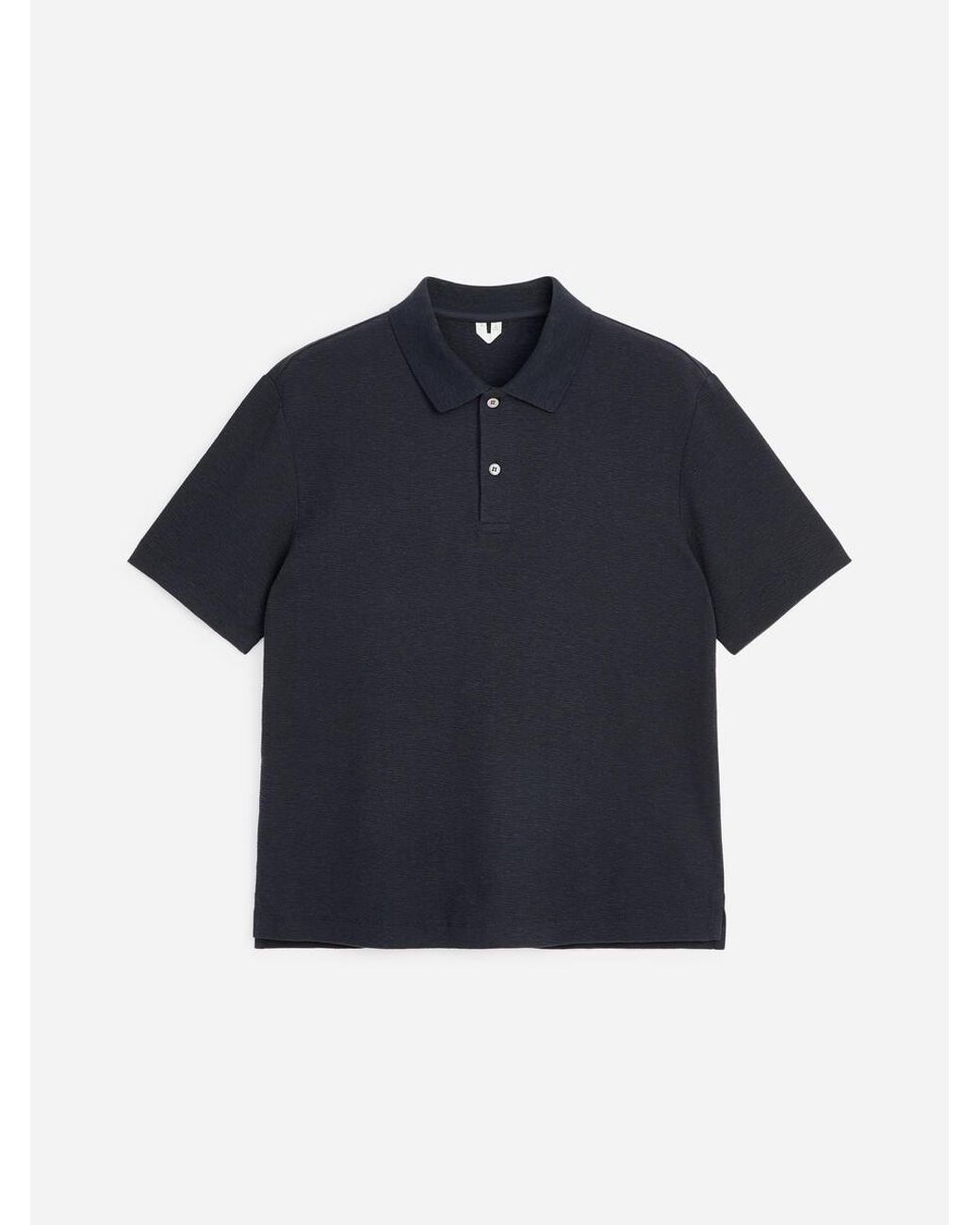 ARKET Blue Cotton Linen Polo Shirt for men